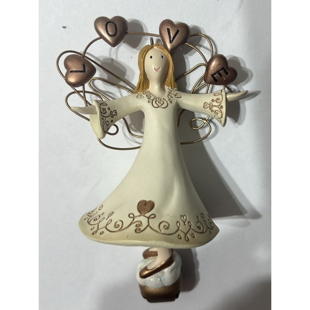 Angel Russ Berrie Vintage Glitter And Gold Spirit Of Love Angel Bell 5" Ornament